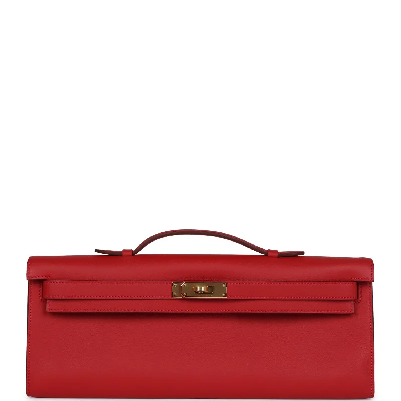 Hermes Kelly Cut Rouge Casaque Swift Gold Hardware