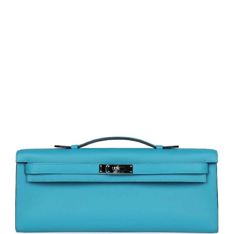 Hermes Kelly Cut Turquoise Swift Palladium Hardware