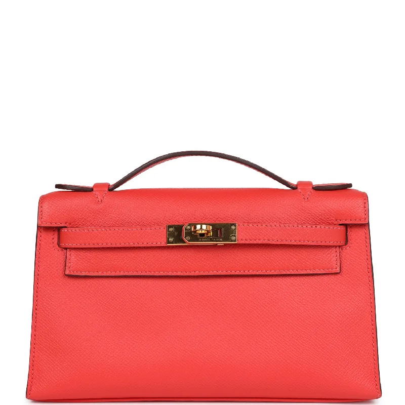 Hermes Kelly Pochette Rose Jaipur Epsom Gold Hardware