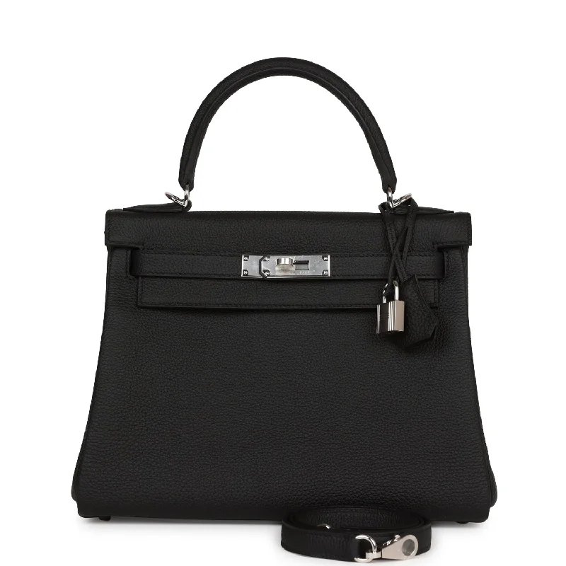 Hermes Kelly Retourne 28 Black Togo Palladium Hardware