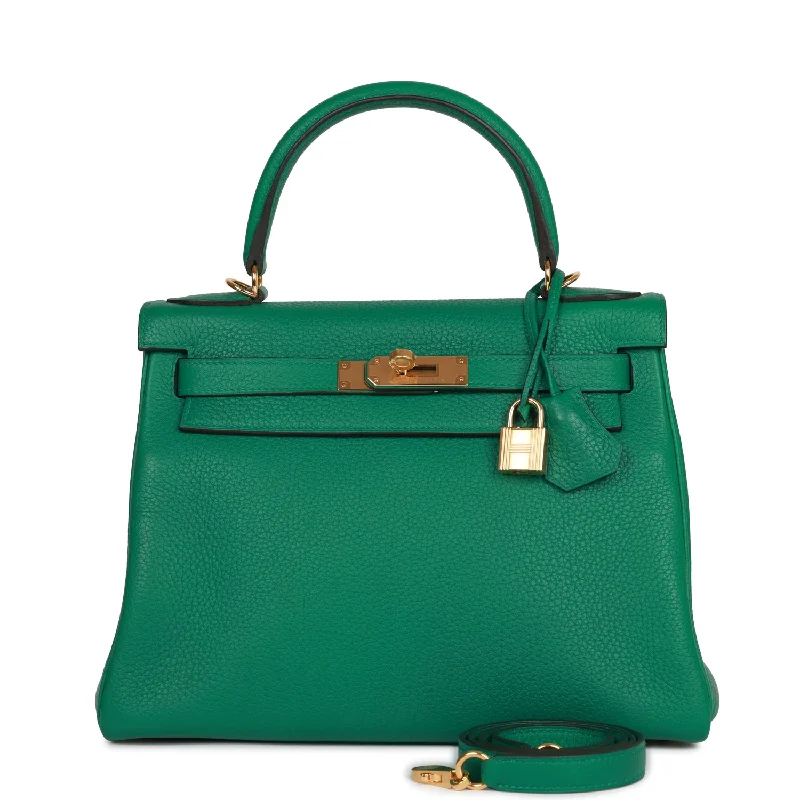 Hermes Kelly Retourne 28 Vert Vertigo Clemence Gold Hardware