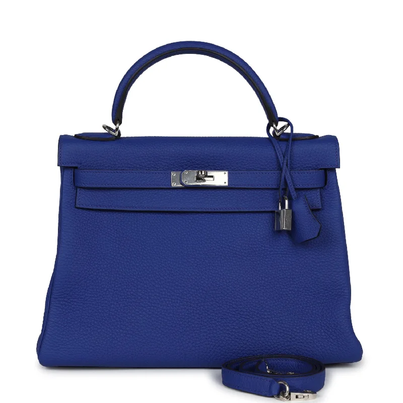 Hermes Kelly Retourne 32 Bleu Electric Togo Palladium Hardware