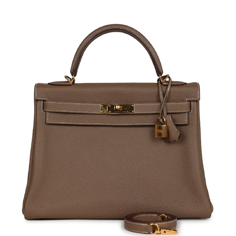 Hermes Kelly Retourne 32 Etoupe Togo Gold Hardware