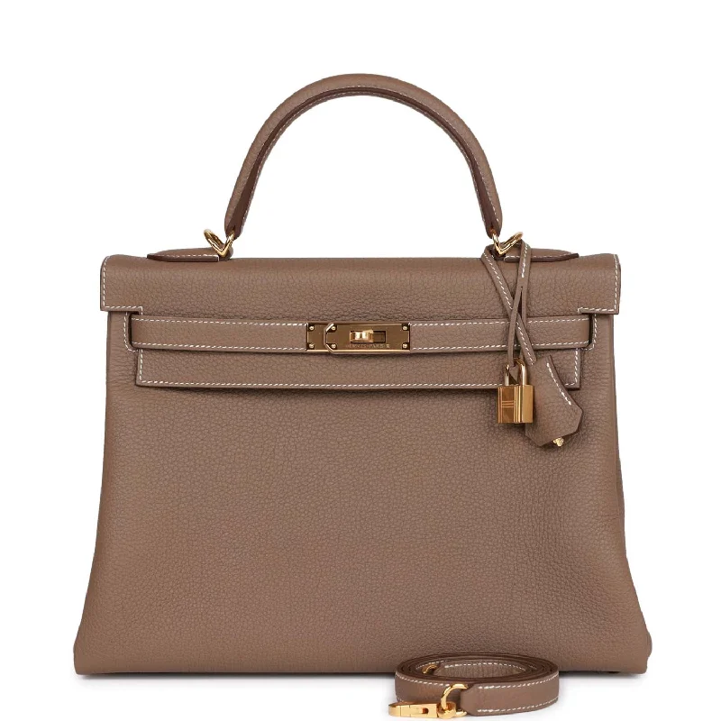 Hermes Kelly Retourne 32 Etoupe Togo Gold Hardware