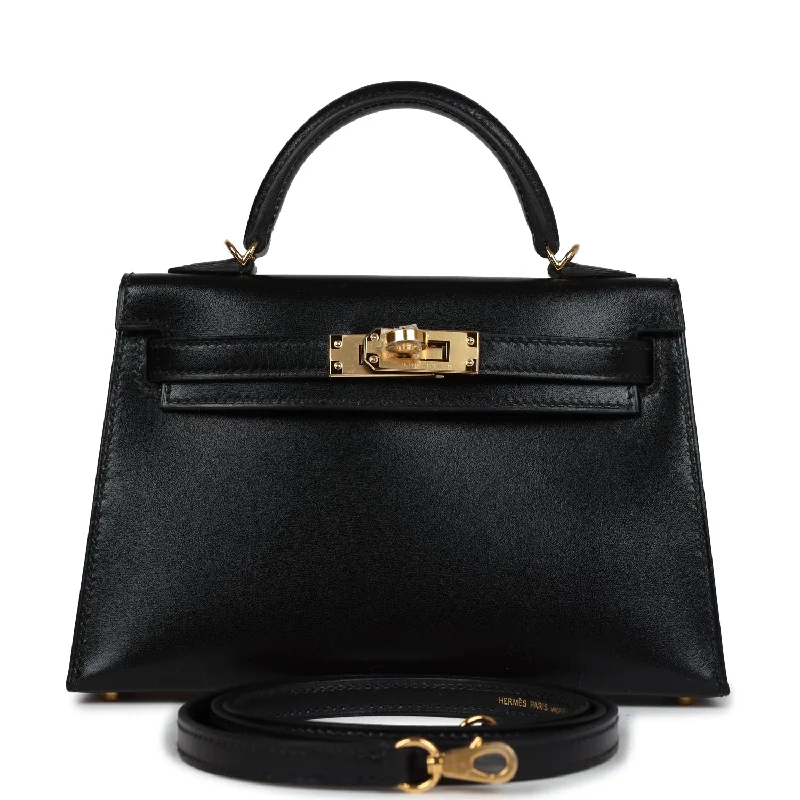 Hermes Kelly Sellier 20 Black Box Gold Hardware