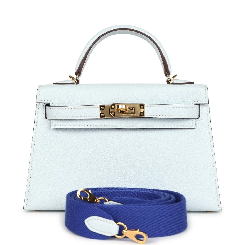 Hermes Kelly Sellier 20 Bleu Brume Chevre Gold Hardware