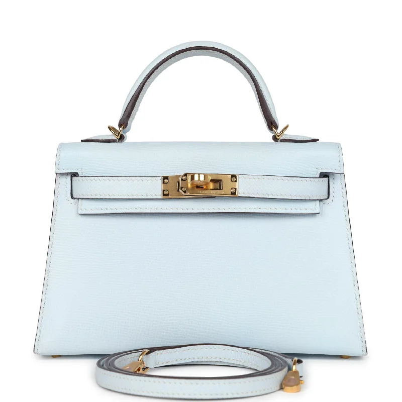 Hermes Kelly Sellier 20 Bleu Brume Epsom Gold Hardware