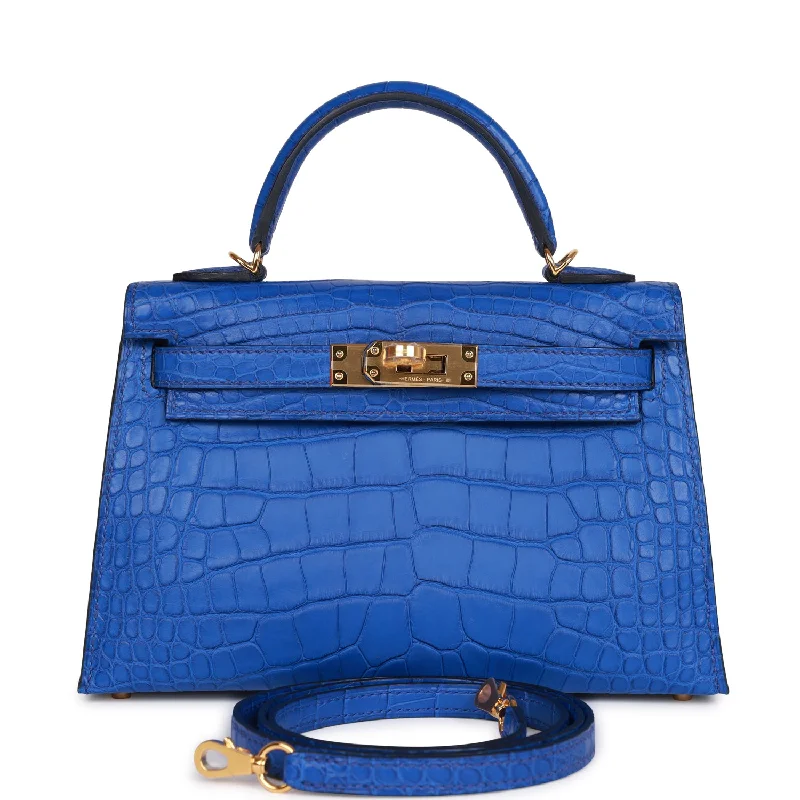 Hermes Kelly Sellier 20 Bleu Royal Matte Alligator Gold Hardware