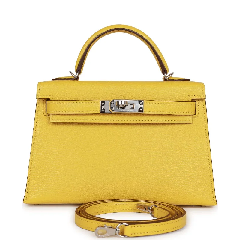 Hermes Kelly Sellier 20 Jaune de Naples Verso Ch��vre Palladium Hardware