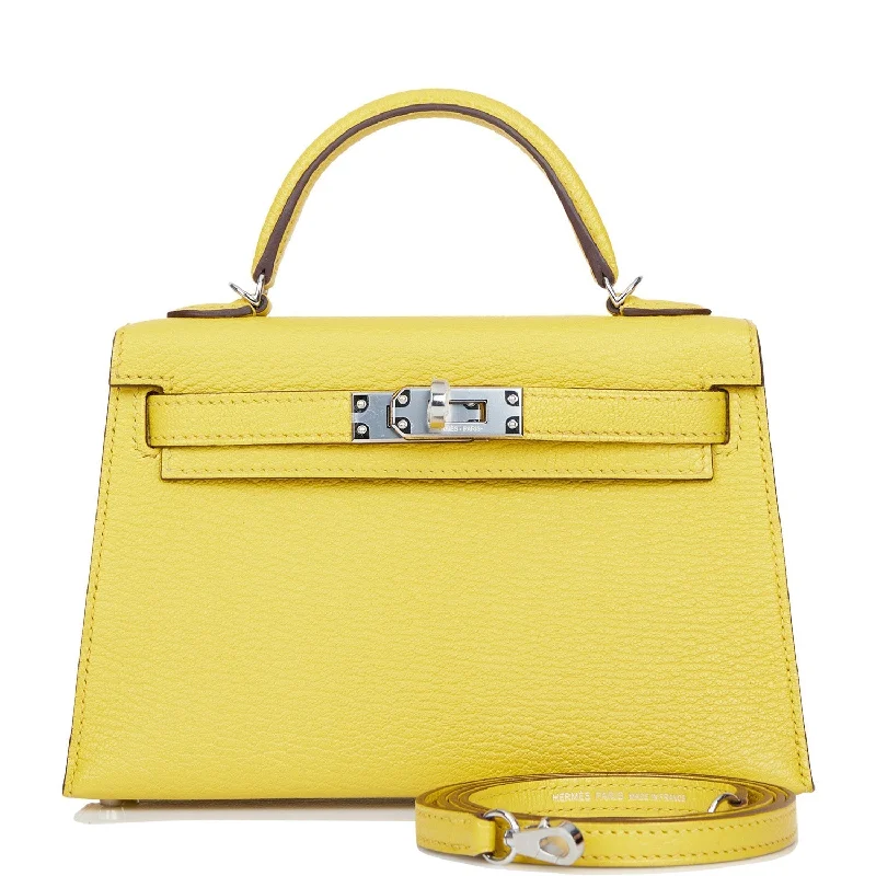 Hermes Kelly Sellier 20 Jaune de Naples Verso Ch��vre Palladium Hardware