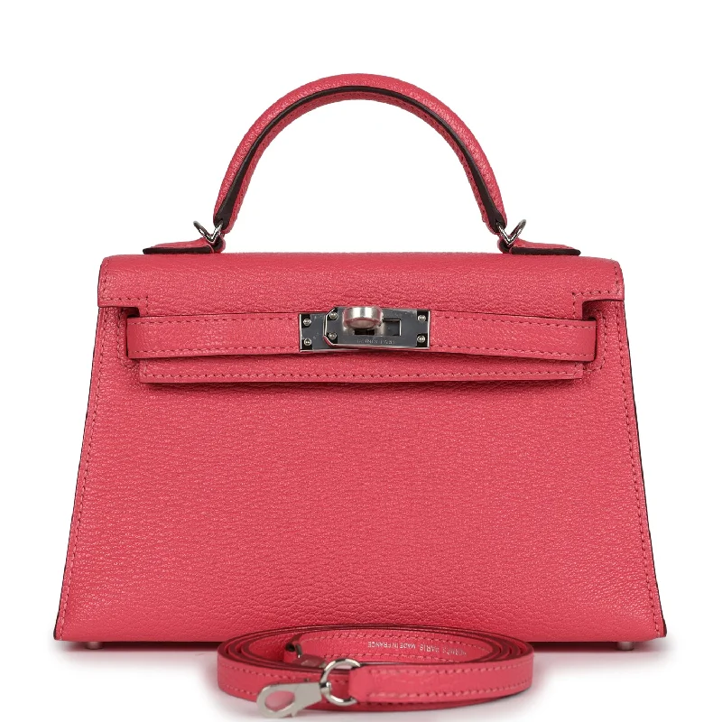 Hermes Kelly Sellier 20 Rose Lipstick Chevre Palladium Hardware