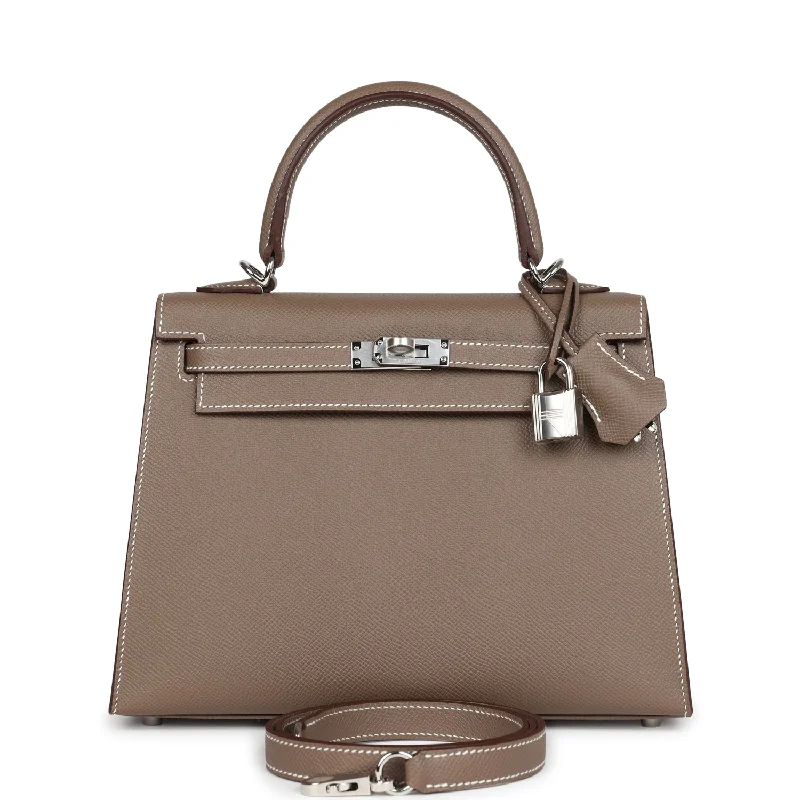 Hermes Kelly Sellier 25 Etoupe Epsom Palladium Hardware