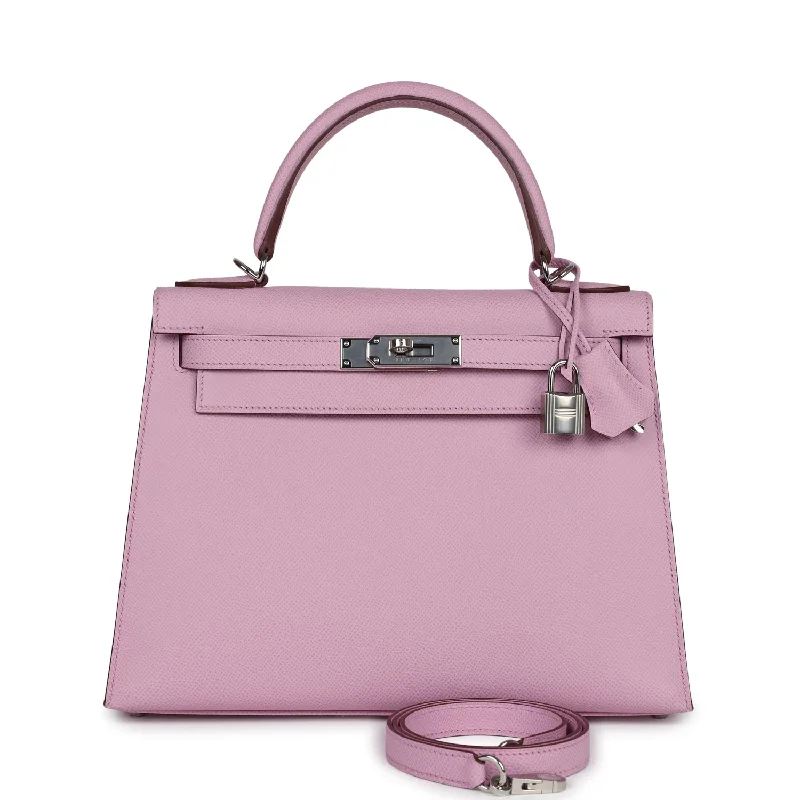 Hermes Kelly Sellier 28 Mauve Sylvestre Epsom Palladium Hardware