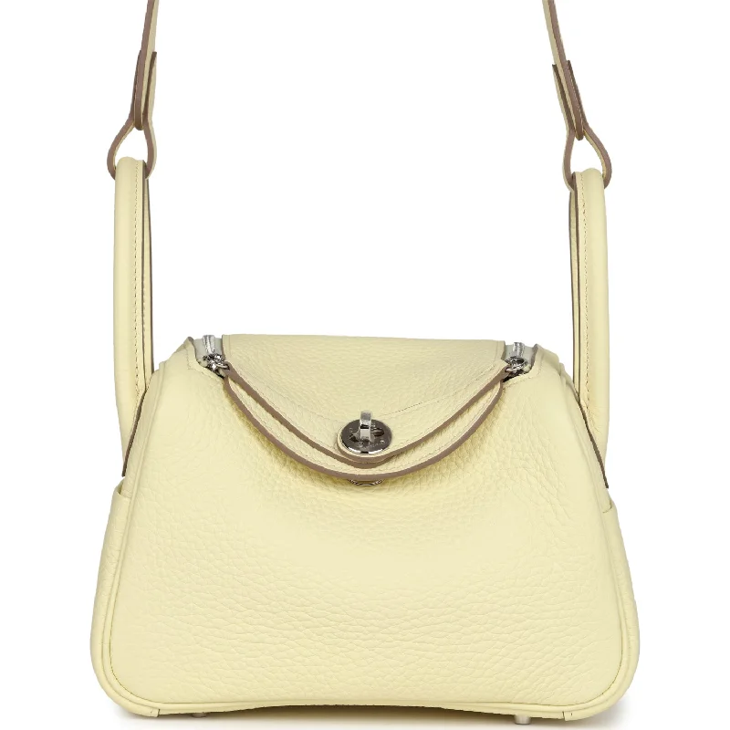 Hermes Mini Lindy Jaune Milton Clemence Palladium Hardware