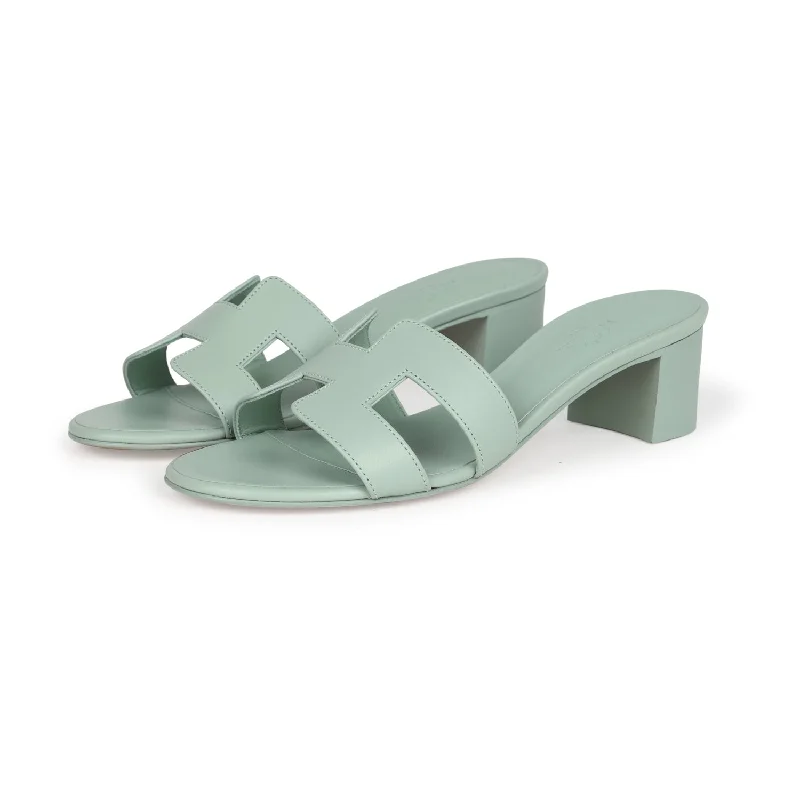 Hermes Oasis Sandal Vert D'eau Calfskin