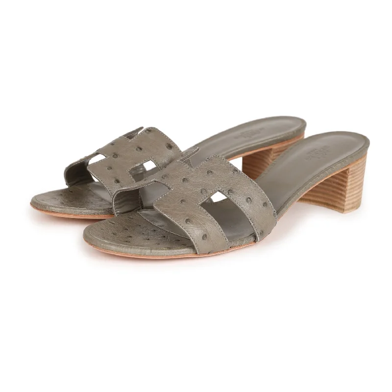 Hermes Oasis Sandals Gris Clair Ostrich