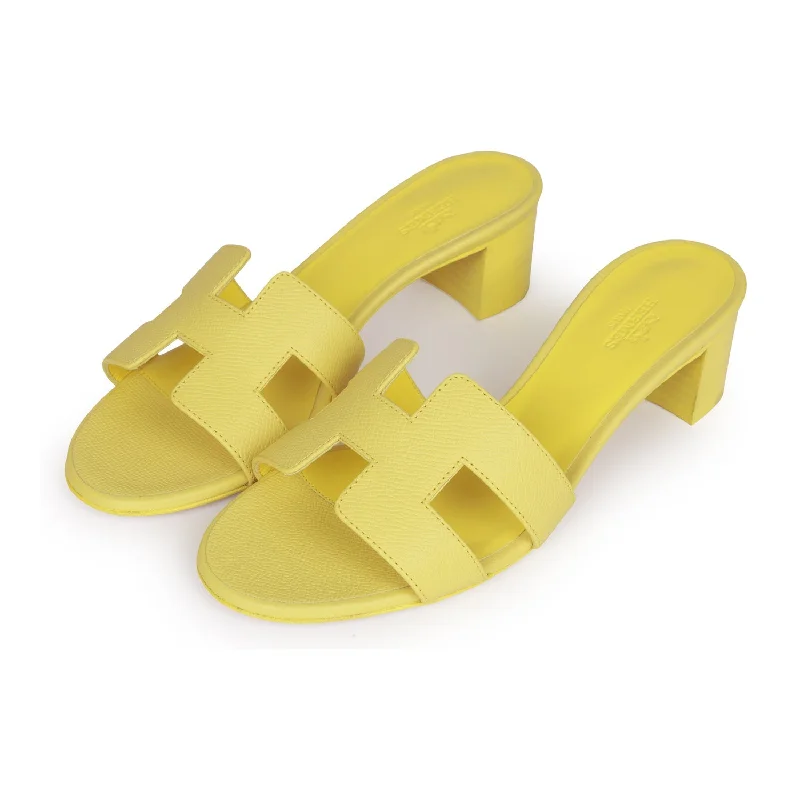 Hermes Oasis Sandals Lime Epsom