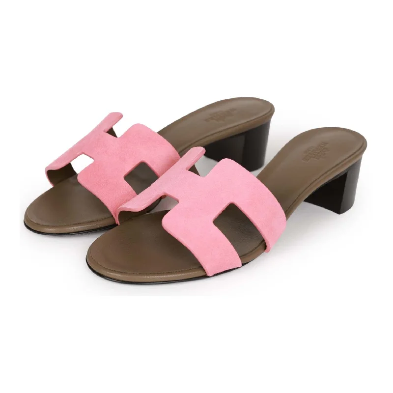 Hermes Oasis Sandals Rose Suede