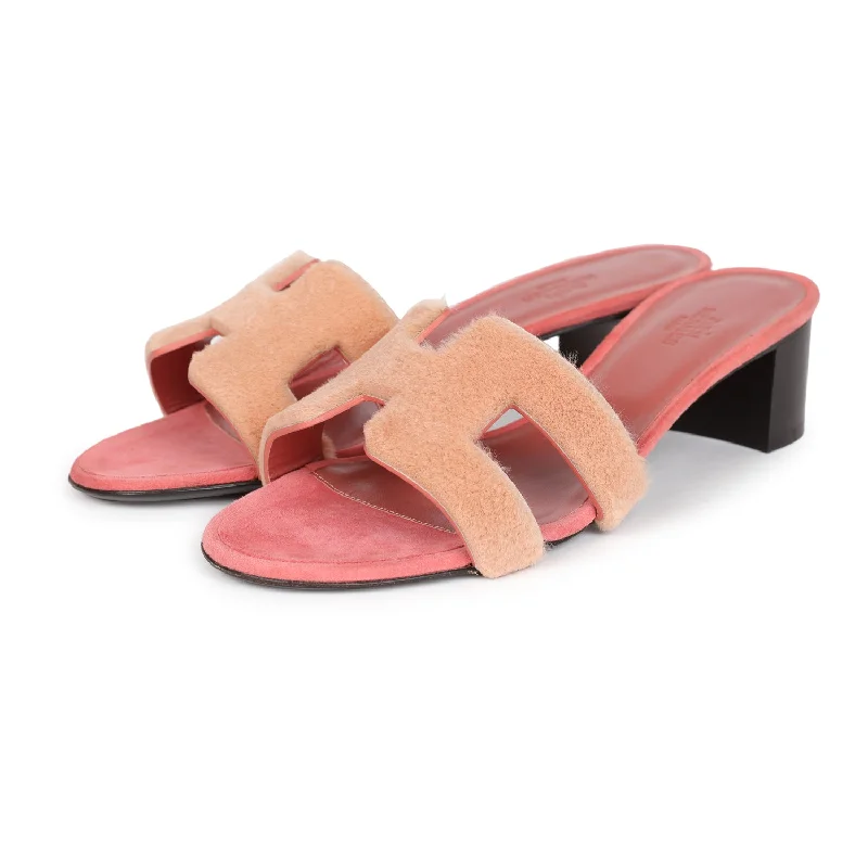 Hermes Oasis Sandals Rouge Blush Fur