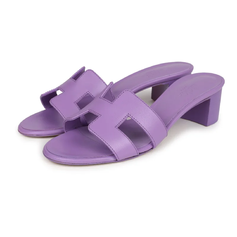 Hermes Oasis Sandals Violet Calfskin