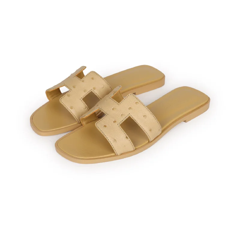 Hermes Oran Sandals Beige Crin Ostrich