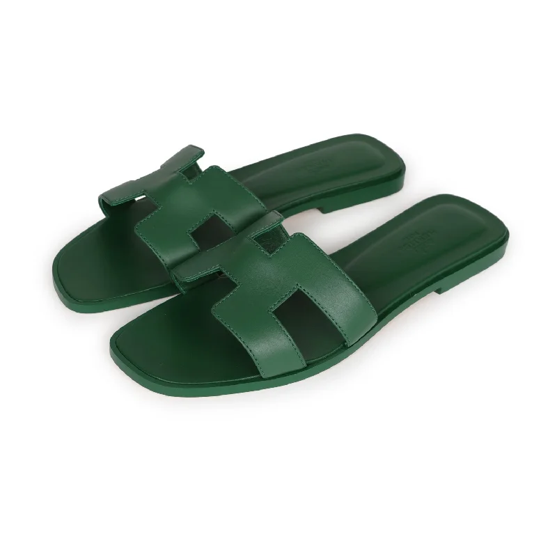 Hermes Oran Sandal Vert Electrique Calfskin