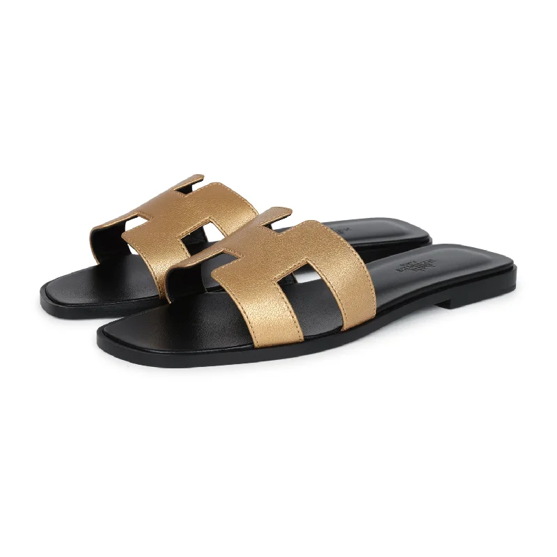 Hermes Oran Sandals Dore Chevre