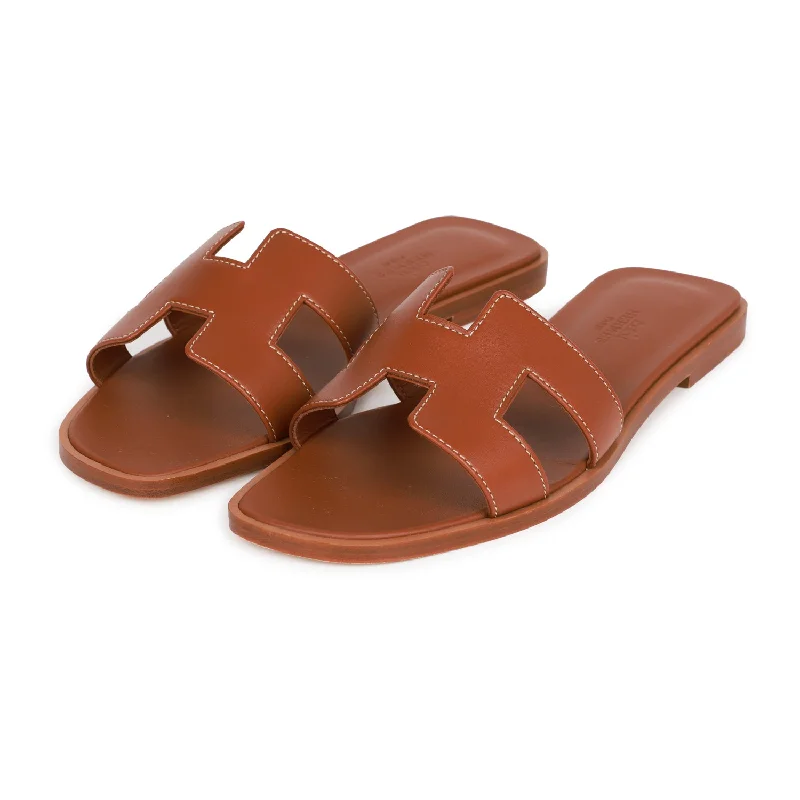 Hermes Oran Sandals Gold Box Calfskin