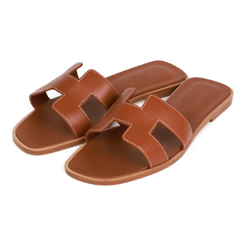 Hermes Oran Sandals Gold Box Calfskin