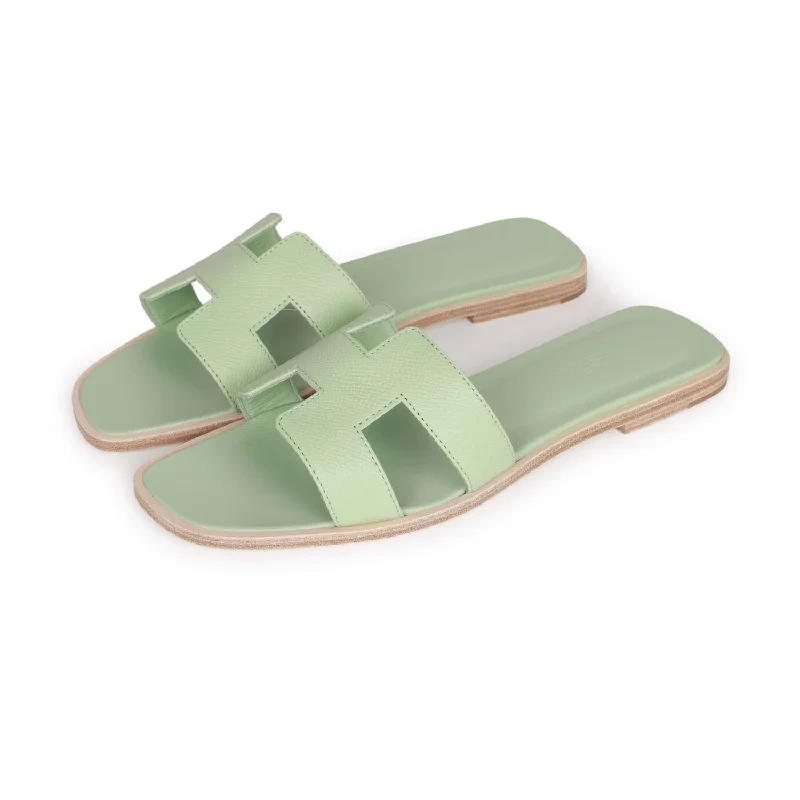 Hermes Oran Sandals Vert Jade Epsom