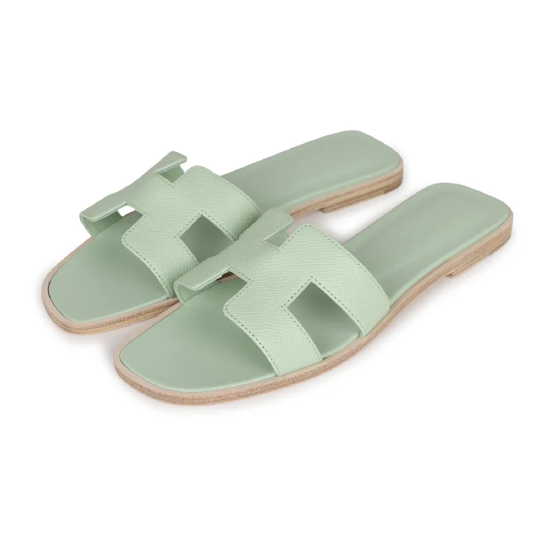 Hermes Oran Sandals Vert Jade Epsom