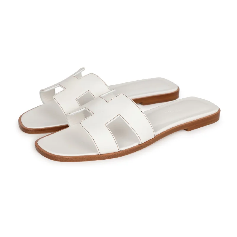 Hermes Oran Sandals White Box Calfskin