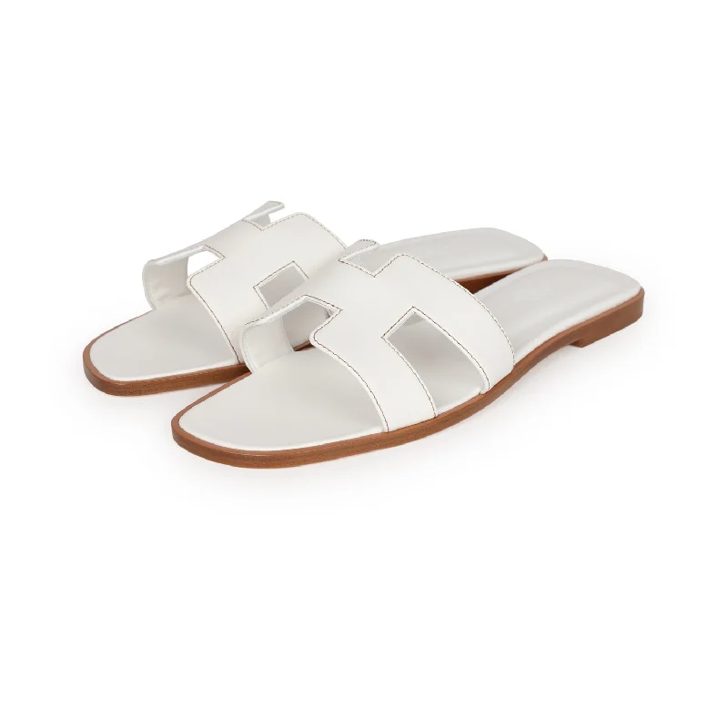 Hermes Oran Sandals White Box Calfskin