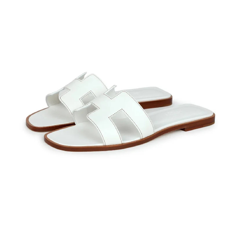 Hermes Oran Sandals White Box Calfskin