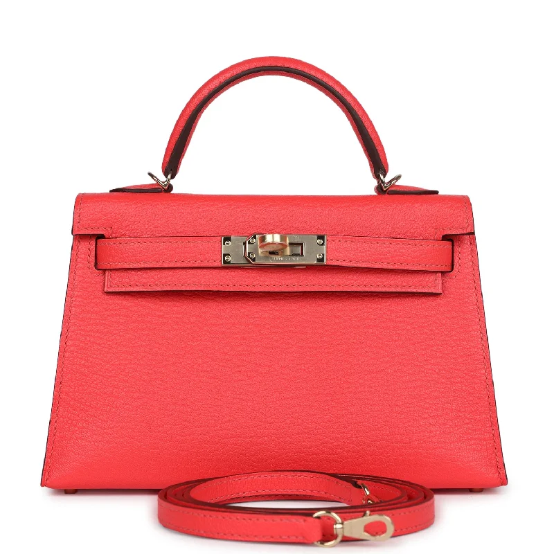 Hermes Special Order (HSS) Kelly Sellier 20 Rose Texas Verso Chevre Permabrass Hardware