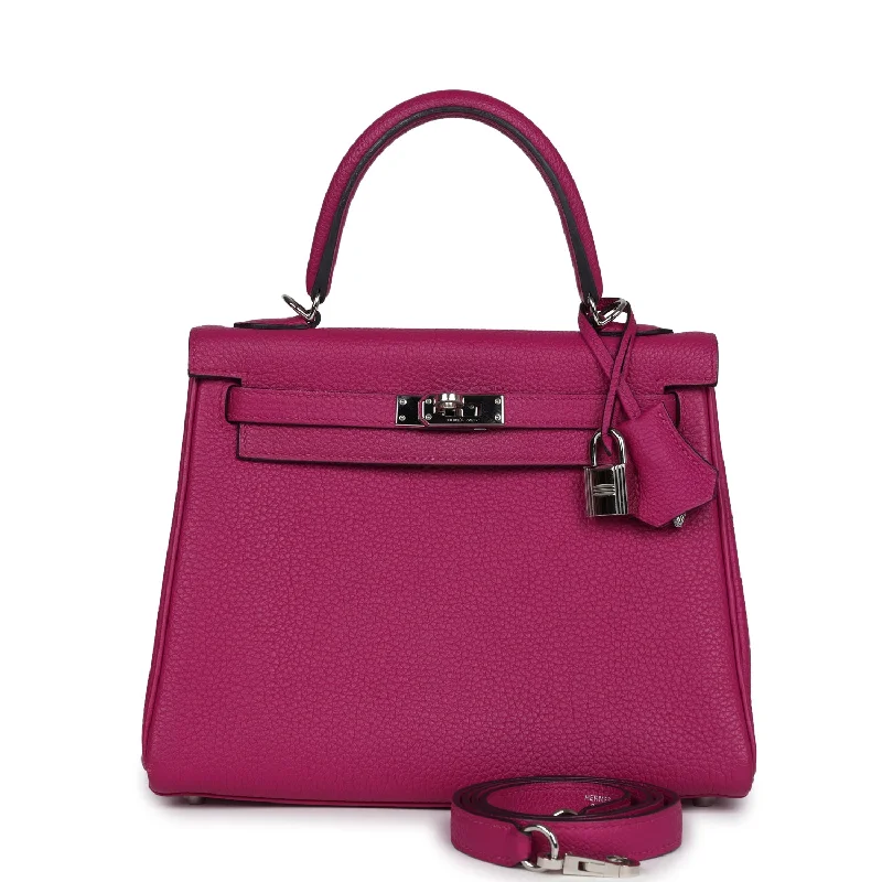 Hermes Kelly Retourne 25 Rose Pourpre Togo Palladium Hardware