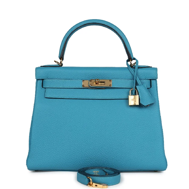 Hermes Kelly Retourne 28 Turquoise Togo Gold Hardware