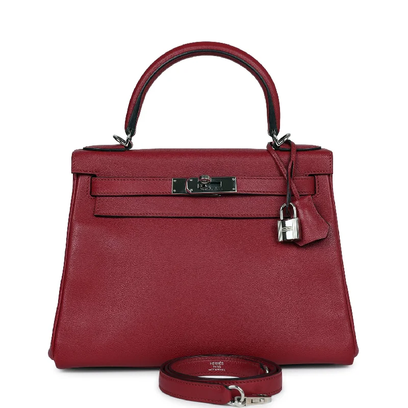 Hermes Kelly Retourne 28 Rouge Grenat Evercolor Palladium Hardware