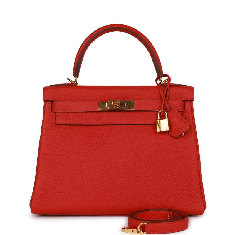 Hermes Kelly Retourne 28 Rouge Casaque Togo Gold Hardware