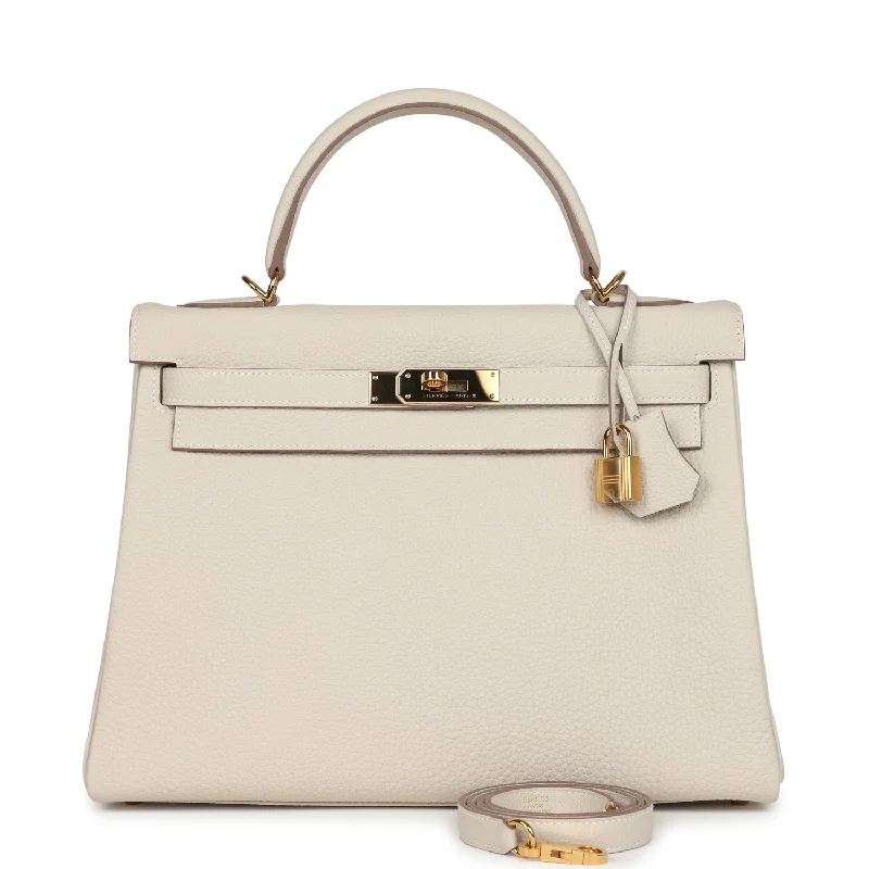 Hermes Kelly Retourne 32 Craie Togo Gold Hardware