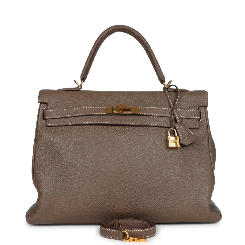 Hermes Kelly Retourne 35 Etoupe Togo Gold Hardware