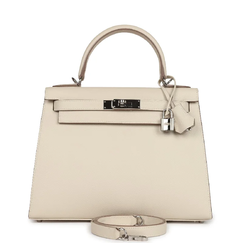 Hermes Kelly Sellier 28 Craie Epsom Palladium Hardware