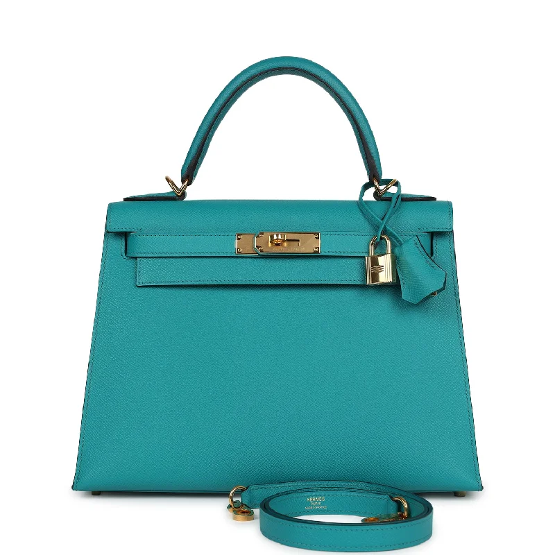 Hermes Kelly Sellier 28 Vert Verone Epsom Gold Hardware