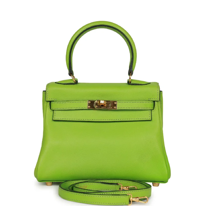 Vintage Hermes Kelly Retourne 20 Vert Cru Gulliver Gold Hardware